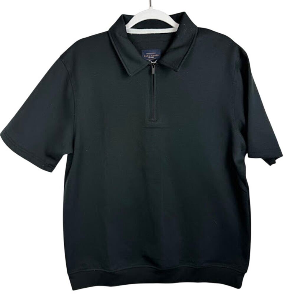 Marc Asher New York Short Sleeve Quarter Zip Pullover Black Men M NWOT $69 MSRP